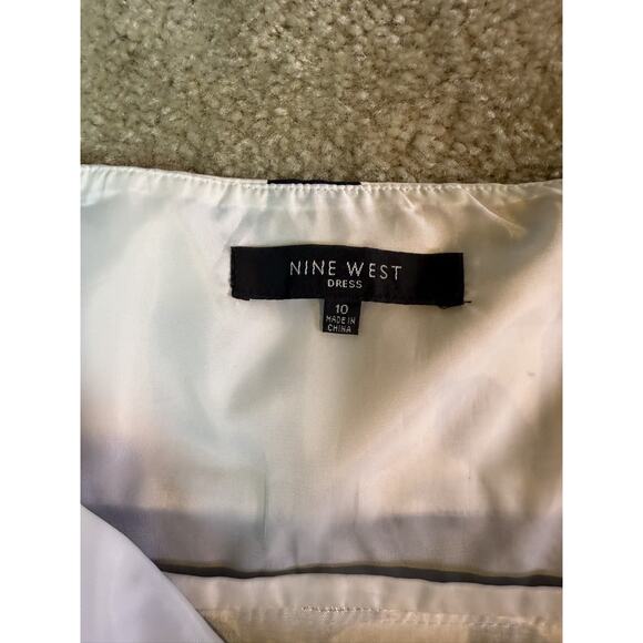 Nine West Sleeveless Floral Dress Size 10 White Black Party Cocktail C717 - Picture 8 of 11